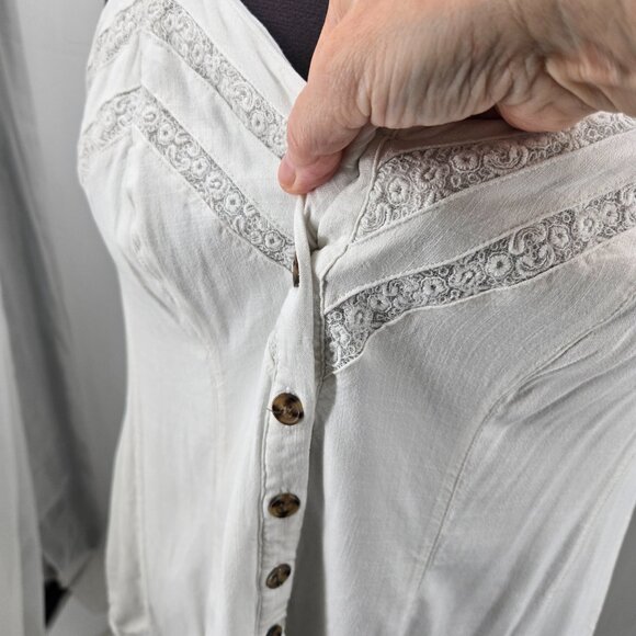 810-9 Torrid White Fit & Flare Lace Trim sleeveless Tank Top – Size 1 (14/16) - Picture 3 of 14